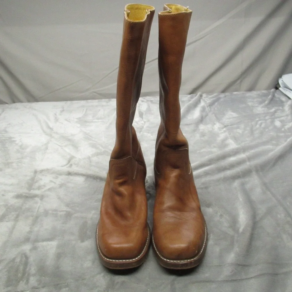 Frye Men? 10M Campus‎ 14L Boots Saddle Brown Leather Tall Riding Square Toe USA